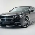 Mercedes S Class in profile, VIP transfer service with driver by Val Thorens Transfert VIP